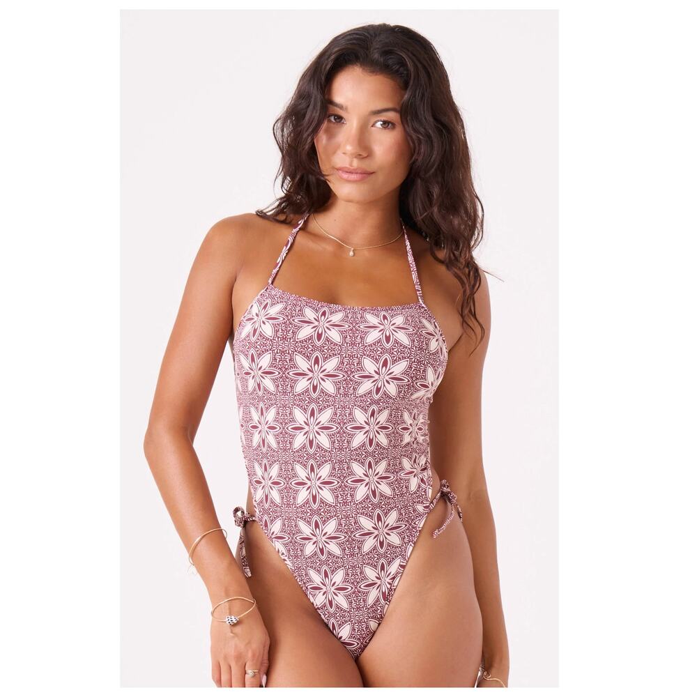 Roxy Batik Bloom Tie Front One Piece Swimsuit Size Large - Picture 12 of 12